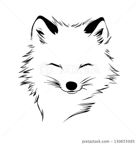 Arctic Fox. Arctic Fox simple black and white line art vector logo 130655085