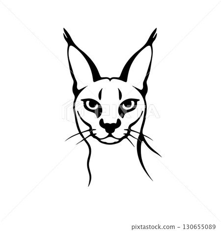 Caracal. Caracal simple black and white line art vector logo 130655089