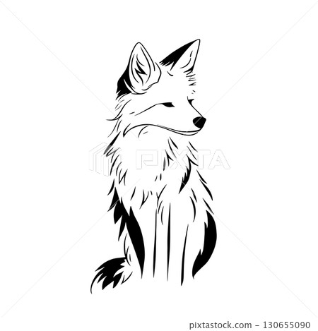 Coyote. Coyote simple black and white line art vector logo 130655090