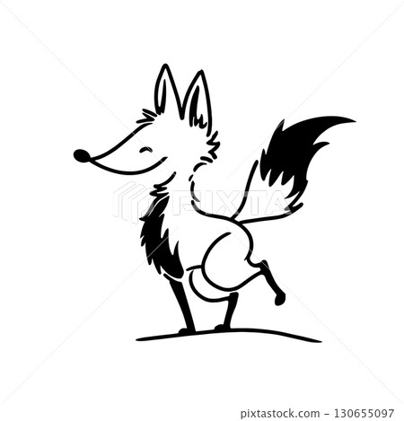 Dhole. Dhole simple black and white line art vector logo Dhole. Dhole simple black and white line art vector logo 130655097