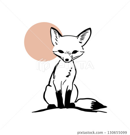 Gray Fox. Gray Fox simple black and white line art vector logo 130655099