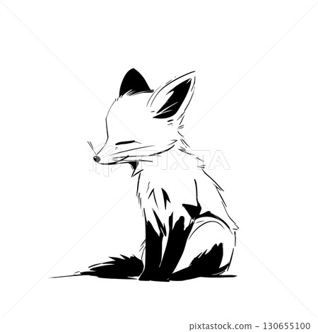 Gray Fox. Gray Fox simple black and white line art vector logo 130655100