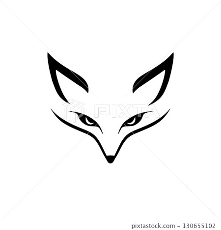 Gray Fox. Gray Fox simple black and white line art vector logo 130655102
