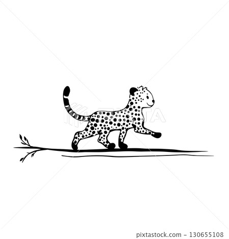 Cheetah. Cheetah simple black and white line art vector logo Cheetah. Cheetah simple black and white line art vector logo 130655108