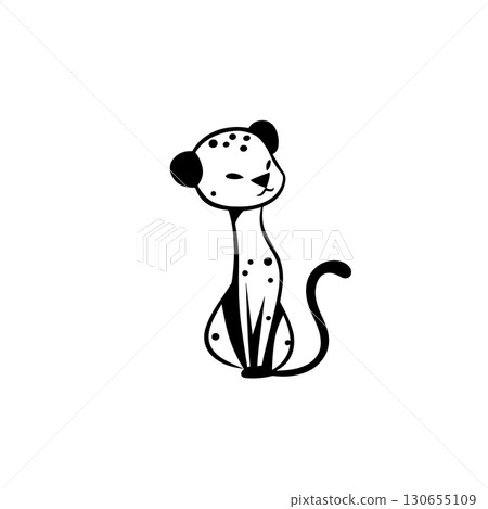 Cheetah. Cheetah simple black and white line art vector logo Cheetah. Cheetah simple black and white line art vector logo 130655109