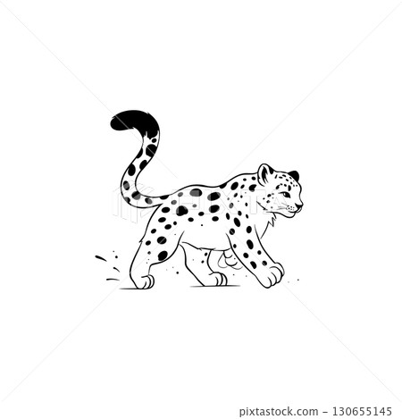 Snow Leopard. Snow Leopard simple black and white line art vector logo Snow Leopard. Snow Leopard simple black and white line art vector logo 130655145