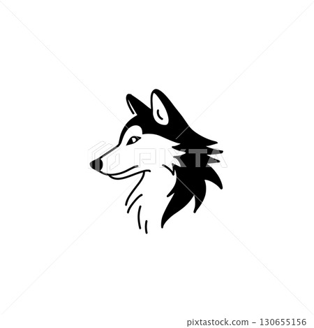 Wolf. Wolf simple black and white line art vector logo 130655156