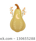 Stylized gourd with moon and herbs boho cottagecore vibe 130655288