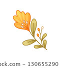 Minimal floral illustration for boho seasonal design or decor 130655290