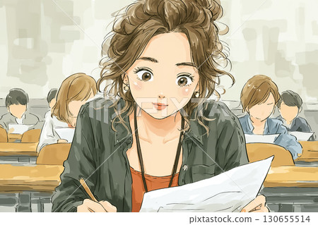Miyu Series: Miyu concentrates on reading the questions at the exam venue Miyu Series: Miyu concentrates on reading the questions at the exam venue 130655514