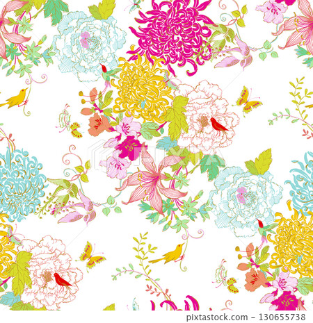 Varied Floral And Whimsical Cartoon Patterned Decorative Paper Assortment 130655738
