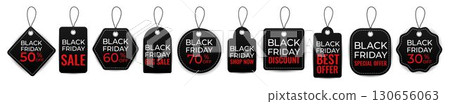 Black Friday sale tags and discount labels collection, special offer price stickers, shopping promotion design Black Friday sale tags and discount labels collection, special offer price stickers, shopping promotion design 130656063