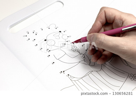 Children puzzle book with numbered dot drawing Children puzzle book with numbered dot drawing 130656281