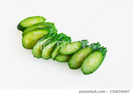 Sliced cucumber 130656407