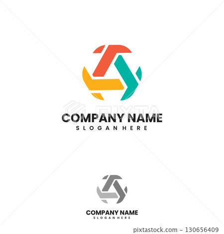 Colorful modern letter triple T logo concept design sign symbol 130656409