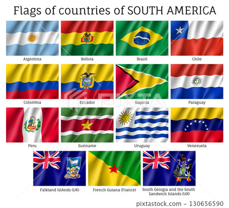 Countries flags of South America continent 130656590