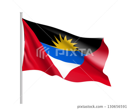 Waving flag of Antigua Barbuda 130656591