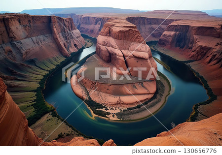 Picturesque canyon high red sand cliffs, national park tourism. AI Generative Picturesque canyon high red sand cliffs, national park tourism. AI Generative 130656776