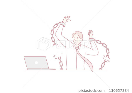 Freedom and breaking fetter concept 130657284