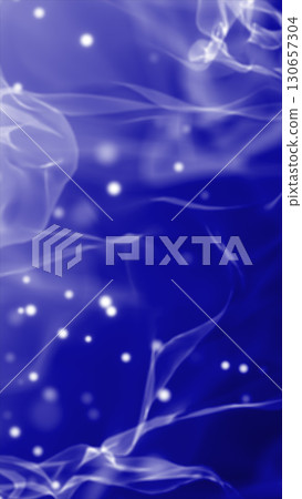 Smooth flowing blue abstract waves and glowing light particles over a deep blue background 130657304