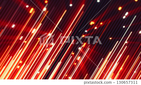 Abstract red and white glowing light trails moving diagonally on a dark background, creating a sense of speed and energy Abstract red and white glowing light trails moving diagonally on a dark background, creating a sense of speed and energy 130657311