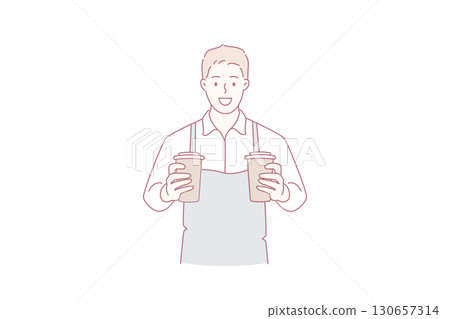 Working as barista in cafeteria concept 130657314