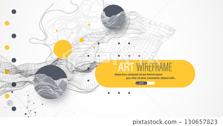 The abstract wave is made in a frame style. Template for science and technology presentation. Vector art. The abstract wave is made in a frame style. Template for science and technology presentation. Vector art. 130657823