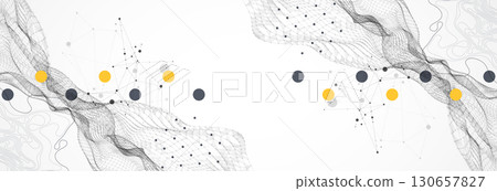 The abstract wave is made in a frame style. Template for science and technology presentation. Vector art. The abstract wave is made in a frame style. Template for science and technology presentation. Vector art. 130657827