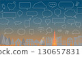 Smart city and speech bubble line drawing 130657831
