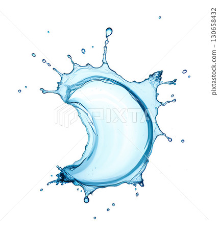 blue water liquid splash on white background, creative liquid art, nature and fluidity concept blue water liquid splash on white background, creative liquid art, nature and fluidity concept 130658432