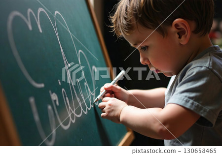 Kids Toy Drawing Board In Playroom, Child writes picture. AI Generative Kids Toy Drawing Board In Playroom, Child writes picture. AI Generative 130658465