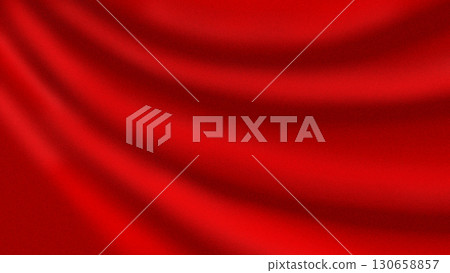Draped fabric-like background texture, red illustration, glossy texture, silk, satin, red background 130658857