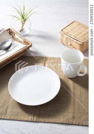 Empty dishes Breakfast image Empty dishes Breakfast image 130658912