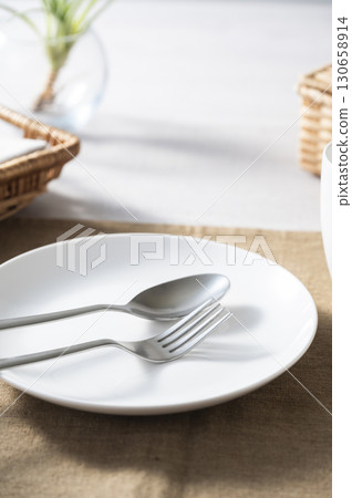 Empty dishes Breakfast image Empty dishes Breakfast image 130658914