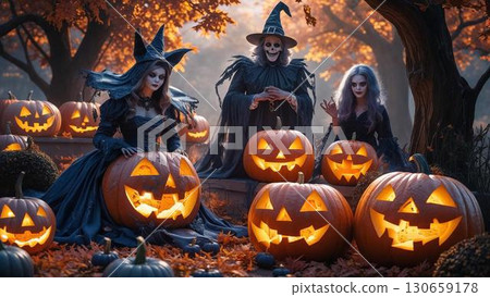 萬聖節南瓜和小娃娃 130659178