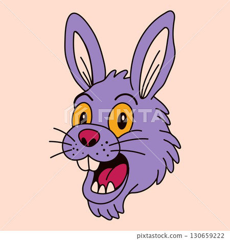 Expressive Bunny Character Vector in Vintage Style 130659222