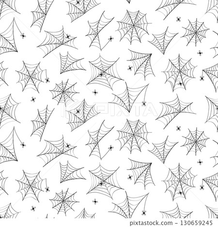 Seamless pattern of spider webs. Vector illustration, background Halloween concept. 130659245