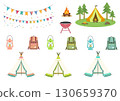 Camping illustration material set 130659370