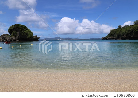 The blue sea of Ikei Island, Okinawa 130659806