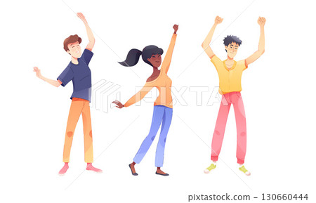 Joyful and Vibrant Young People Dancing and Celebrating Together in a Lively Atmosphere Joyful and Vibrant Young People Dancing and Celebrating Together in a Lively Atmosphere 130660444