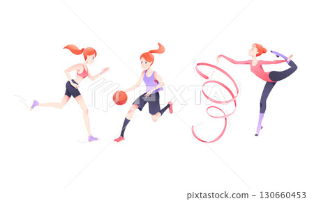 Dynamic and Energetic Female Athletes Actively Engaging in Various Exciting Sports Activities Dynamic and Energetic Female Athletes Actively Engaging in Various Exciting Sports Activities 130660453