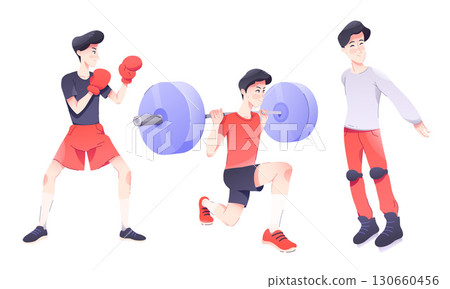 Dynamic and Engaging Fitness Illustrations Perfect for an Active Lifestyle in Motion Dynamic and Engaging Fitness Illustrations Perfect for an Active Lifestyle in Motion 130660456