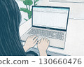 A woman using a computer 130660476