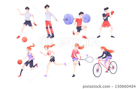Engaging in Dynamic Sports Activities Featuring a Wide Range of Diverse Athletes Participating 130660484