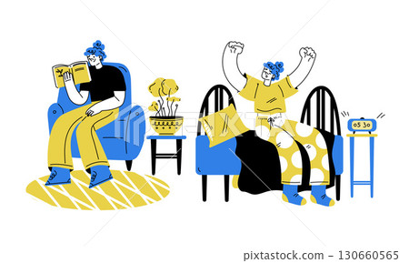 Cozy Home Moments Enjoying Relaxation and Leisure in a Stylish and Inviting Setting 130660565