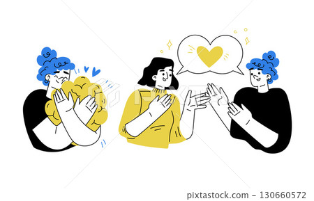 Celebrating the Joyful Aspects of Friendship and Connection Through Colorful Illustration Art 130660572