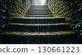 Mossy stairs with water gently flowing down. 130661223