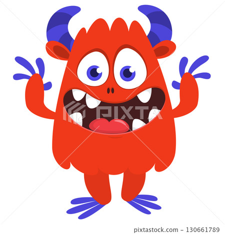 Cartoon funny monster character design with funny face expression. Halloween vector illustration Cartoon funny monster character design with funny face expression. Halloween vector illustration 130661789