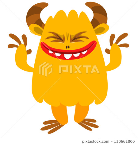 Cartoon funny monster character design with funny face expression. Halloween vector illustration 130661800