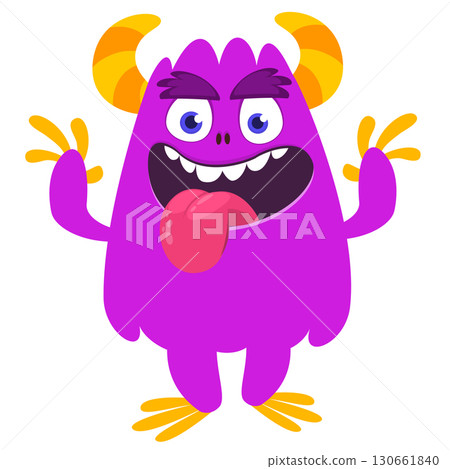 Cartoon funny monster character design with funny face expression. Halloween vector illustration Cartoon funny monster character design with funny face expression. Halloween vector illustration 130661840